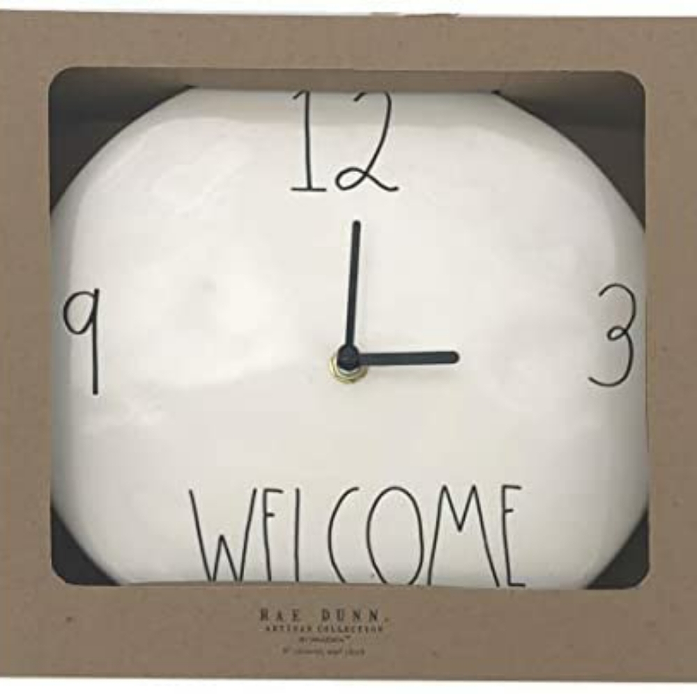 Rae Dunn WELCOME Ceramic 9" Clock